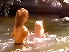 Old School Catfights-bare-breasted Catfight In Lake Scene
