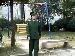 Asian Military Woman Tying