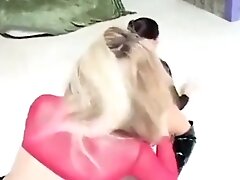 Two Hot Cougars In Undergarments Get Their Beavers And Butts Fucked By One Dick